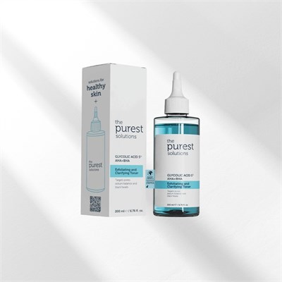 The Purest Solutions, Gözenek ve Siyah Nokta Görünümünü Azaltmaya Yardımcı Arındırıcı Tonik,%5 Glikolik Asit, AHA, BHA, 200 ml