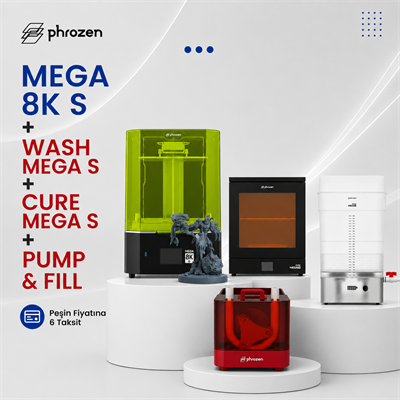 Phrozen Mega 8K S MSLA 3D Yazıcı - Mega 8K S + Wash Mega S + Cure Mega S + Pump &             Fill