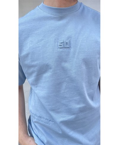 Casual Men South Kabartma Baskılı Oversize Mavi T-Shirt