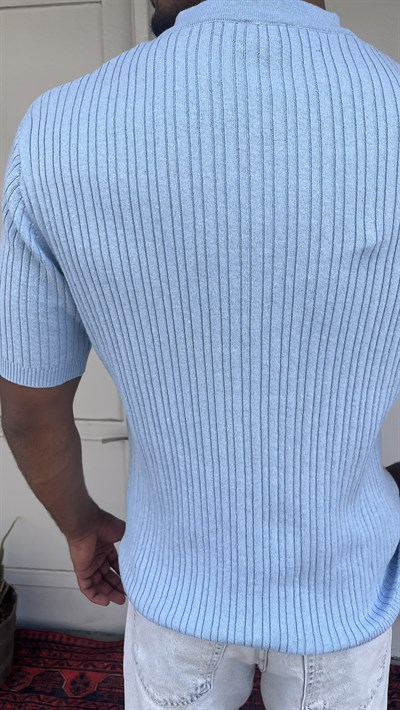 Casualment Sky Ribbed Triko T-Shirt