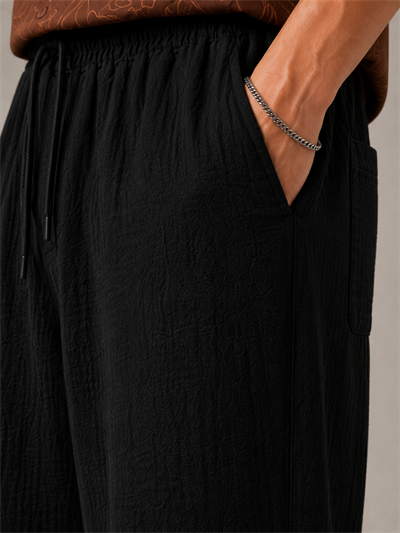 Siyah Müslin Baggy Erkek Pantolon