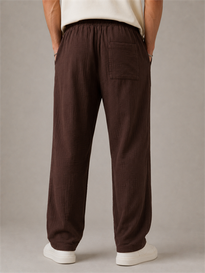Kahverengi Müslin Baggy Erkek Pantolon