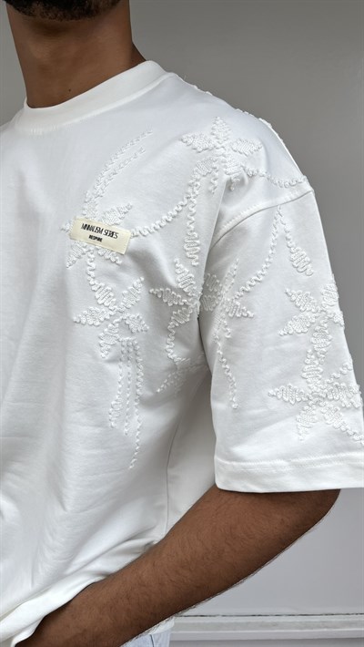 Beyaz Vaha Oversize Tişört