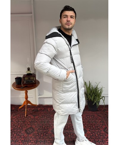 Casual Men North Breeze Uzun Şişme Mont Gri
