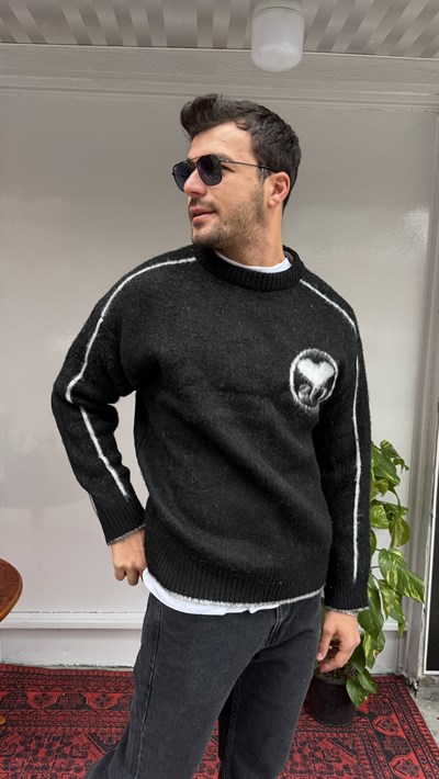 2512 Kalp Desenli Yün Kazak