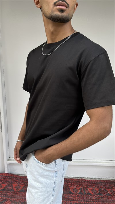 Wong Basic Oversize Siyah T-Shirt