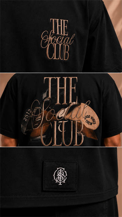 Siyah Oversize Baskılı Erkek Tişört – The Social Club