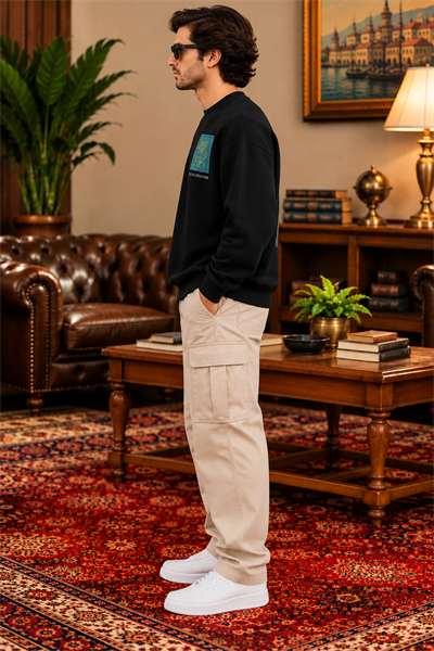 Siyah Nakışlı Oversize Erkek Sweatshirt – Art Is A Signature