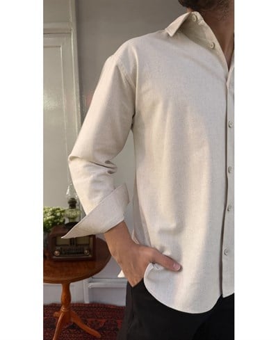 Casual Men Bej Premium Rahat Kalıp Gömlek