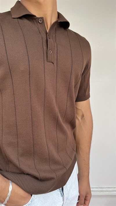 Monaco Fit Kahve Triko Polo T-Shirt