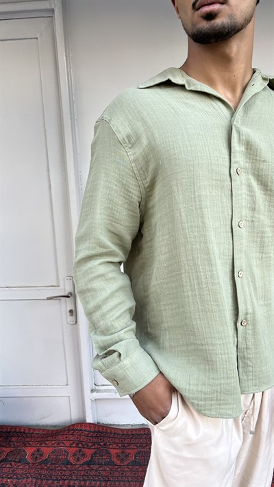 CasualMentr Mint Yeşili Oversize Müslin Gömlek
