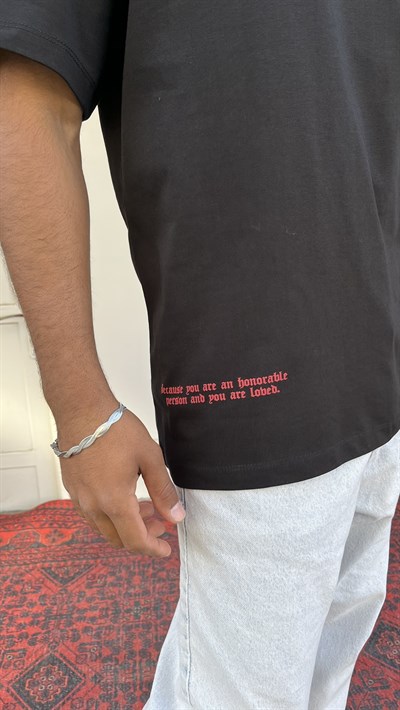 Melek Dokunuşu Siyah Oversize Tişört