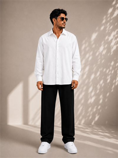 Beyaz Oversize Erkek Gömlek – Premium Rahat Kalıp