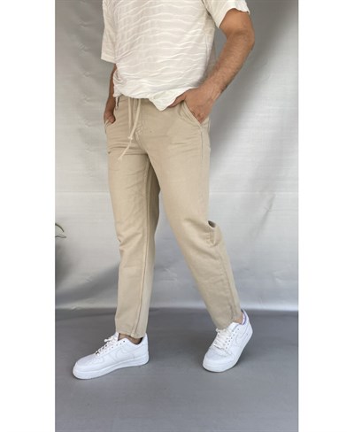 Casual Men Bej Gabardin Regular Fit Pantolon