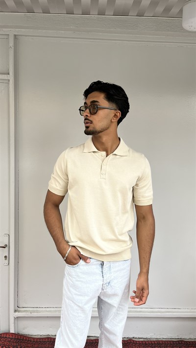 Monarch Bej Premium Polo Triko Tişört