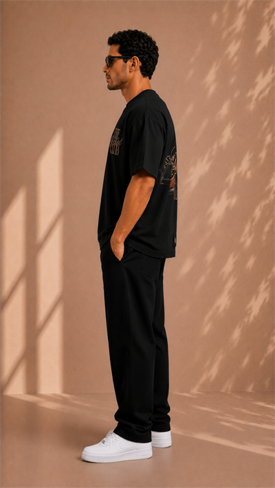 Siyah Oversize Baskılı Erkek Tişört – The Social Club