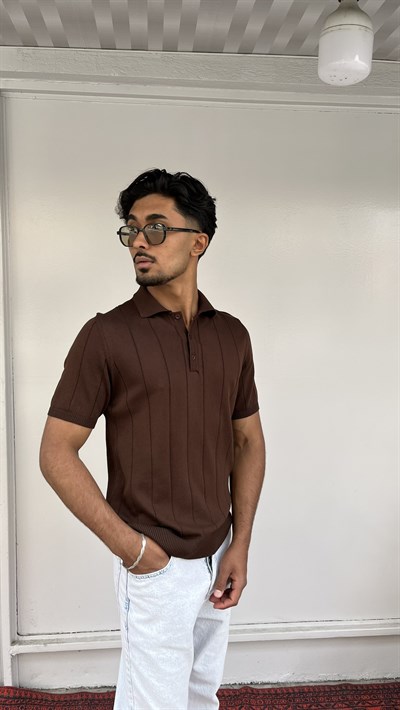 Monaco Fit Kahve Triko Polo T-Shirt