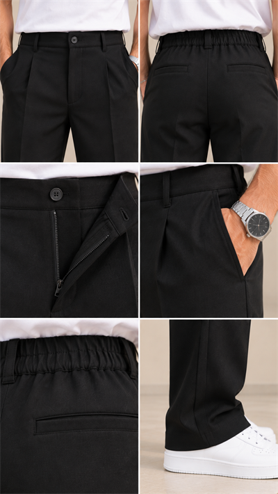 Siyah Tek Pileli Baggy Fit Lastikli Erkek Pantolon