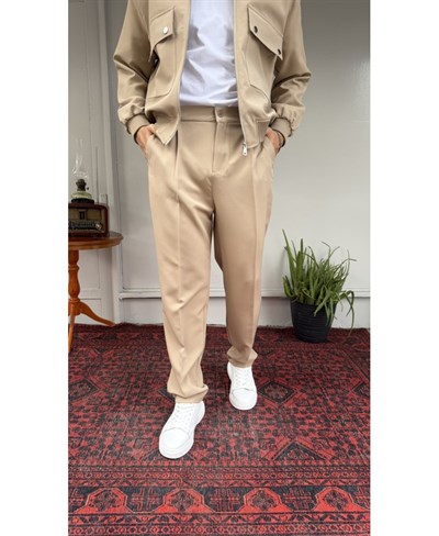 Casual Men Milano Bej Pileli Baggy Pantolon