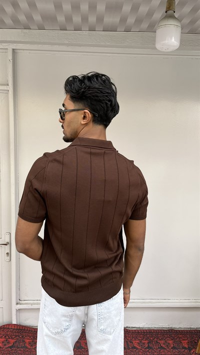 Monaco Fit Kahve Triko Polo T-Shirt