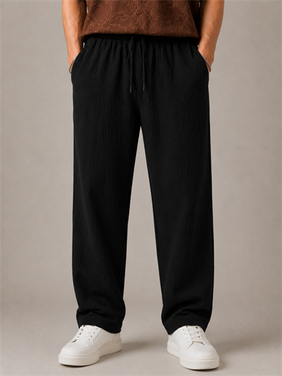 Siyah Müslin Baggy Erkek Pantolon