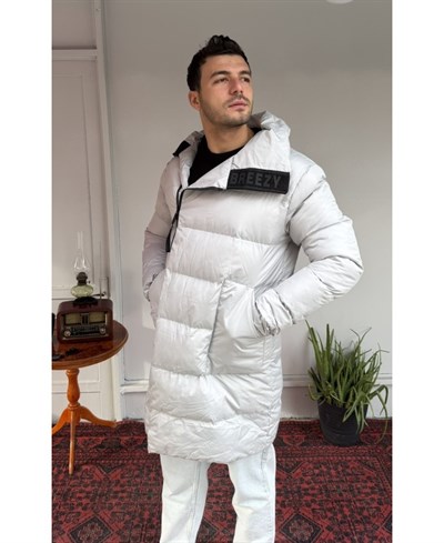 Casual Men North Breeze Uzun Şişme Mont Gri