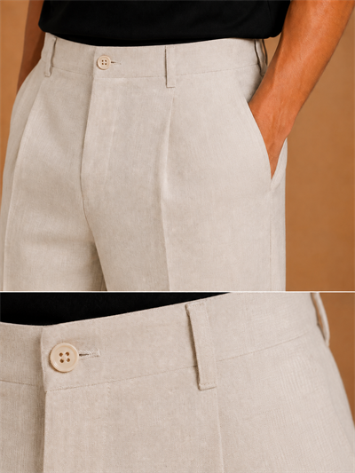 Kırık Beyaz Keten Baggy Fit Erkek Pantolon