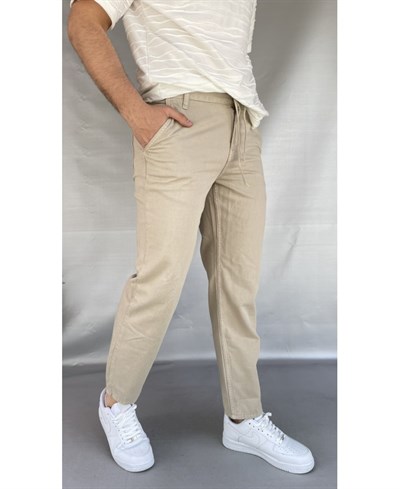 Casual Men Bej Gabardin Regular Fit Pantolon