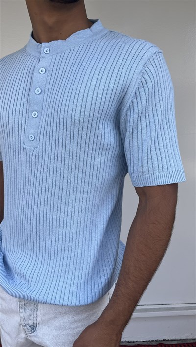 Casualment Sky Ribbed Triko T-Shirt