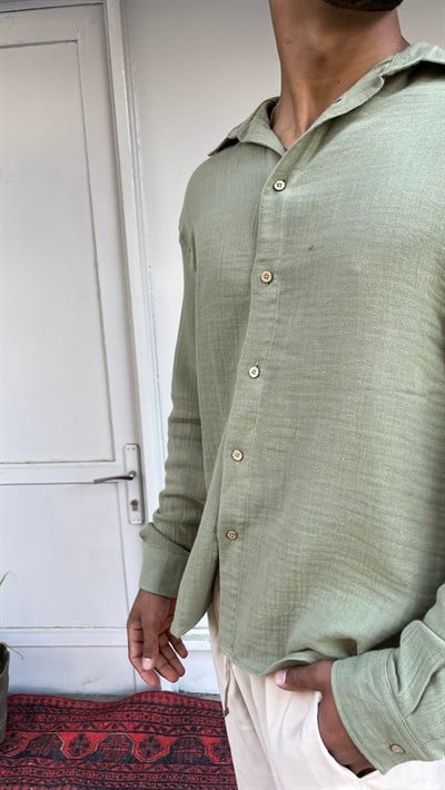 CasualMentr Mint Yeşili Oversize Müslin Gömlek