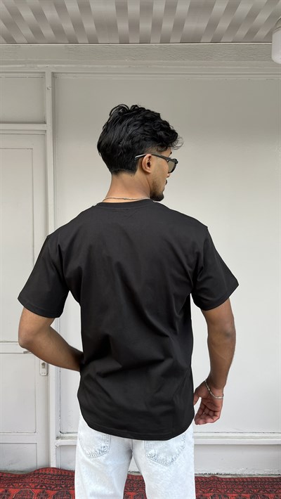 Wong Basic Oversize Siyah T-Shirt