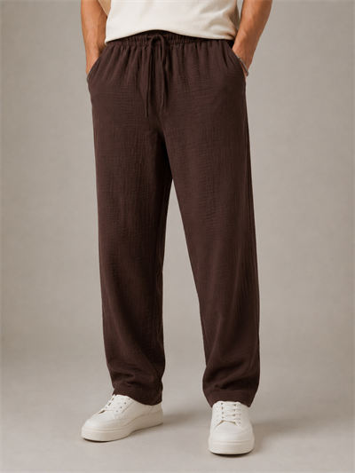 Kahverengi Müslin Baggy Erkek Pantolon