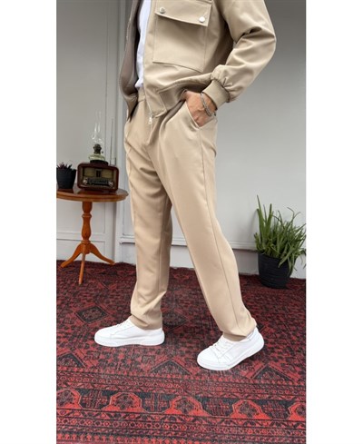 Casual Men Milano Bej Pileli Baggy Pantolon