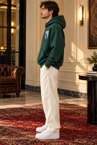 Loyalty Orman Yeşili Oversize Baskılı Kapüşonlu Sweatshirt