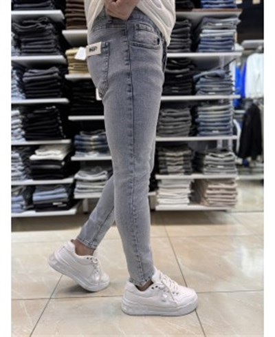 Açık Gri Mavi Yıkamalı Skinny Fit Jean 451CslKe