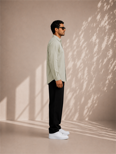 Açık Haki Oversize Erkek Gömlek – Premium Rahat Kalıp