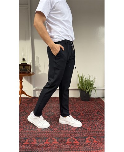 Casual Men Nero Siyah Jogger Kumaş Pantolon