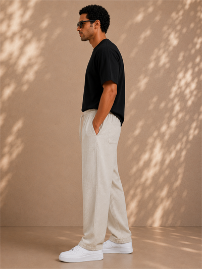 Taş Keten Relax Fit Lastikli Bel Erkek Pantolon