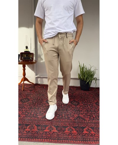 Casual Men Milano Bej Jogger Kumaş Pantolon