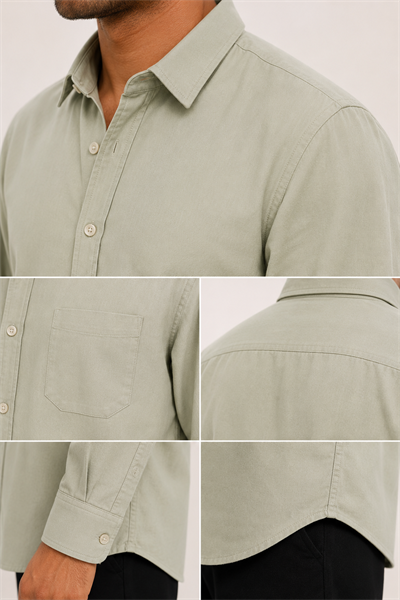 Açık Haki Oversize Erkek Gömlek – Premium Rahat Kalıp