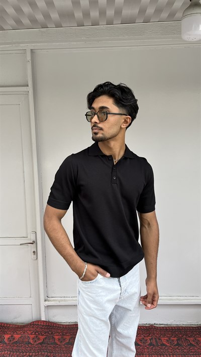 Noir Essence Siyah Premium Polo Triko Tişört