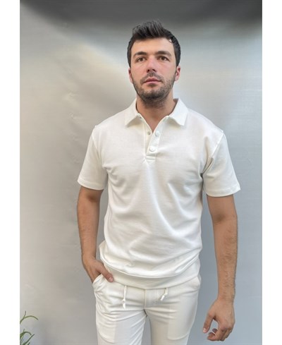 Casual Men Beyaz Polo Yaka Slim Fit T-Shirt