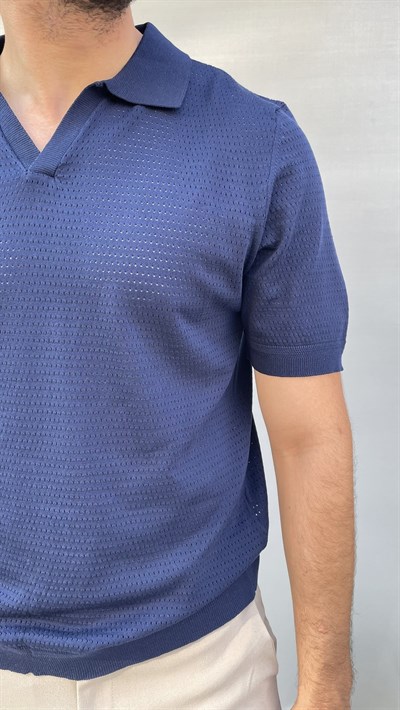 Delikli Triko Polo Yaka T-shirt