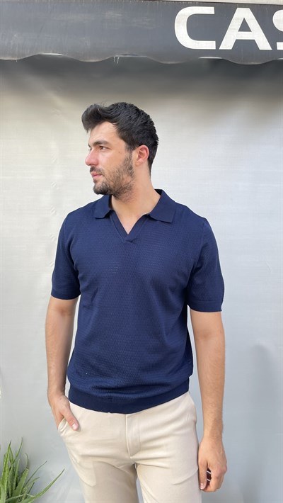 Delikli Triko Polo Yaka T-shirt
