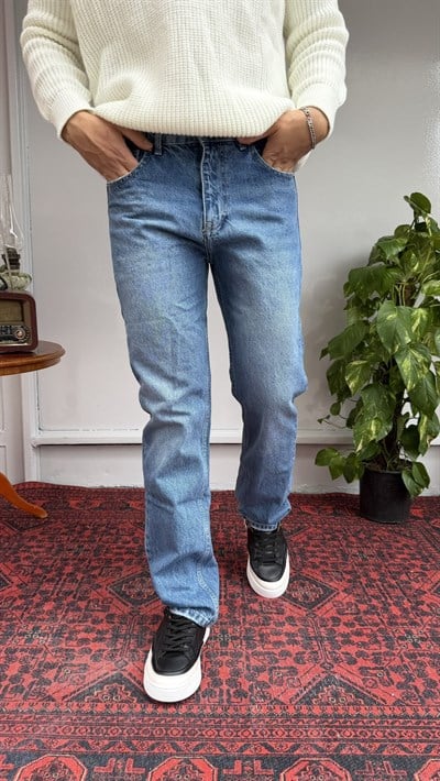 Difransel Düz Mavi Baggy Jean