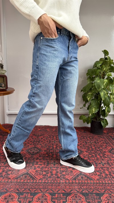 Difransel Düz Mavi Baggy Jean