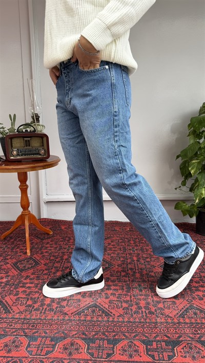 Difransel Düz Mavi Baggy Jean