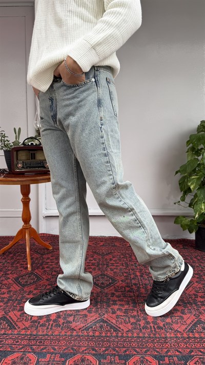 Difransel Yeşil-Mavi Yıkamalı BaggyFit Jean