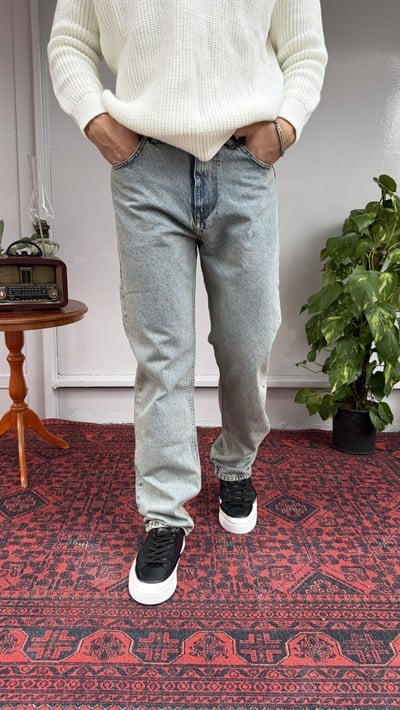 Difransel Yeşil-Mavi Yıkamalı BaggyFit Jean