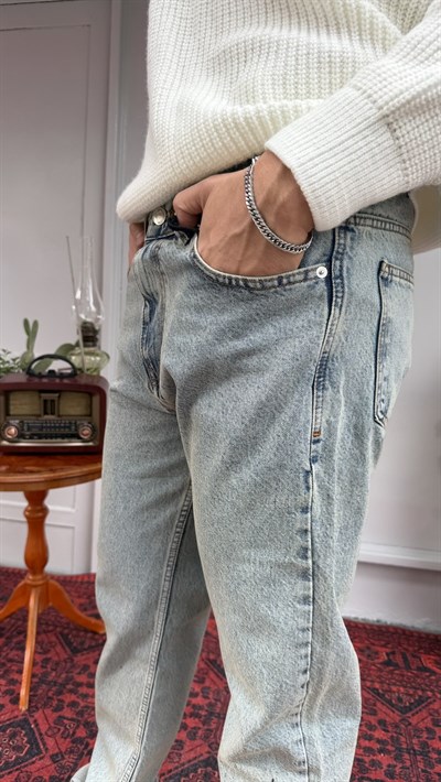 Difransel Yeşil-Mavi Yıkamalı BaggyFit Jean